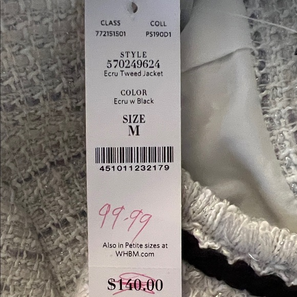 White House Black Market Tweed Blazer in White and Black - Picture 5 of 5